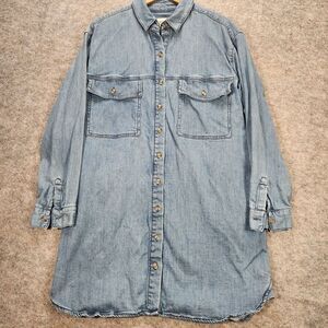 Universal Thread Denim Tunic Top Dress Womens Large Blue Casual Cottagecore